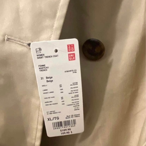 New Uniqlo Trench Coat- Women’s - Picture 2 of 3